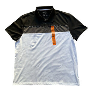Calvin Klein Colorblock Polo Shirt Men’s XXL Quick Dry Black Gray White NWT